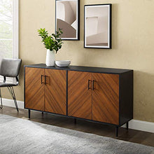 Load image into Gallery viewer, Walker Edison Caye Modern 4 Door Bookmatch Buffet, 58 Inch, Acorn/Black
