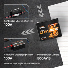 Load image into Gallery viewer, LiTime 12V 100Ah Group 24 Bluetooth LiFePO4 Battery, Deep Cycle Lithium Battery, Built-in 100A BMS with Low-Temp Protection, Max. 15000 Cycles, Perfect for RV, Solar System, Trolling Motors etc.
