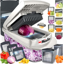 Load image into Gallery viewer, Mueller Pro-Series 10-in-1, 8 Blade Vegetable Chopper, Onion Mincer, Cutter, Dicer, Egg Slicer with Container, French Fry Cutter Potatoe Slicer, Home Essentials &amp; Kitchen Gadgets, Salad Chopper
