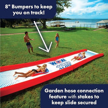 Load image into Gallery viewer, Wow Sports - Super Slide - Giant Inflatable Backyard Slide - Slip n Slide Fun for Adults &amp; Children - Zigzag Sprinkler Design &amp; 2 Mega Sleds - 25ft x 6 ft
