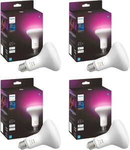 Philips Hue White & Color Ambiance BR30 LED Smart Bulbs, Bluetooth & Zigbee Compatible (Hue Hub Optional), Compatible with Alexa & Google Assistant, New Version, 4 Bulbs