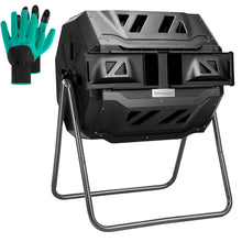 Load image into Gallery viewer, VIVOSUN Outdoor Tumbling Composter Dual Rotating Batch Compost Bin, 43 Gallon Black Door
