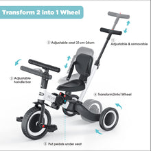 Load image into Gallery viewer, newyoo Toddler Bike, 4 in 1 Tricycles for 1,2,3 Year Olds, Balance Bike, Birthday Gift &amp; Toy for Boys and Girls, Kids Tricycle with Parent Steering Push Handle, Removable Pedals, White, TR007
