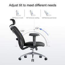 Load image into Gallery viewer, SIHOO M18 Ergonomic Office Chair for Big and Tall People Adjustable Headrest with 2D Armrest Lumbar Support and PU Wheels Swivel Tilt Function Black
