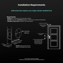 Load image into Gallery viewer, Aqara Smart Lock U100, Fingerprint Keyless Entry Door Lock with Apple Home Key, Touchscreen Keypad, Bluetooth Electronic Deadbolt, IP65 Weatherproof, Supports Apple HomeKit, Alexa, Google, IFTTT, Gray
