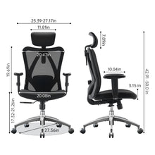 Load image into Gallery viewer, SIHOO M18 Ergonomic Office Chair for Big and Tall People Adjustable Headrest with 2D Armrest Lumbar Support and PU Wheels Swivel Tilt Function Black
