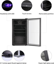 Load image into Gallery viewer, Antarctic Star 26 Bottle 130 Can Wine Cooler/Cabinet Beverage Refrigerator Mini Wine Cellar Beer Soda Clear Glass Door Bar Fridge Quiet Compressor Adjust Temp Freestanding Indoor Use 3.2cu.ft Black…
