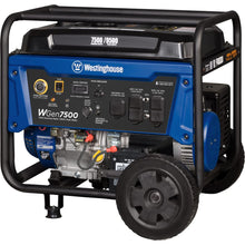 Load image into Gallery viewer, Westinghouse Outdoor Power Equipment 9500 Peak Watt Home Backup Portable Generator, Remote Electric Start with Auto Choke, Transfer Switch Ready 30A Outlet, Gas Powered,Black/Blue
