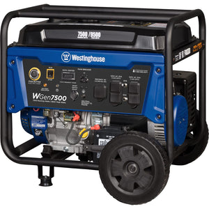 Westinghouse Outdoor Power Equipment 9500 Peak Watt Home Backup Portable Generator, Remote Electric Start with Auto Choke, Transfer Switch Ready 30A Outlet, Gas Powered,Black/Blue