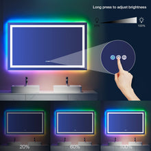 Load image into Gallery viewer, LOAAO 72&quot;X36&quot; Inch RGB LED Bathroom Mirror with Lights, Large, Anti-Fog, Dimmable Smart Lighted Bathroom Vanity Mirror, Multiple Light Modes, RGB Backlit + Front Light, Memory Function, Tempered Glass
