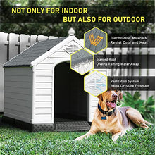 Load image into Gallery viewer, LEMBERI Durable Waterproof Plastic Dog House for Small to Large Sized Dogs, Indoor Outdoor Doghouse Puppy Shelter with Elevated Floor, Easy to Assemble (Gray, 42&#39;&#39;L*38&#39;&#39;W*39&#39;&#39;H)
