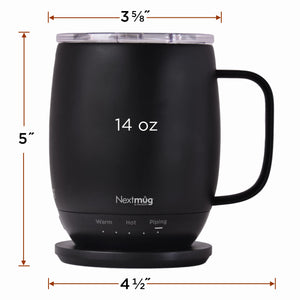 Nextmug - Temperature-Controlled, Self-Heating Coffee Mug (Black - 14 oz.)