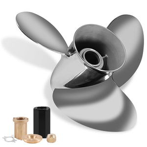 YOUNG PROPS 14 1/2 x 19 Stainless Steel Outboard Boat Propeller for Mercury Engine 135-300HP/Mercruiser Alpha One 14.5dia x 19 Pitch Hub Kits Included 15 Spline Tooth RH