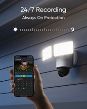 Load image into Gallery viewer, eufy Security Floodlight Camera E340 Wired, Security Camera Outdoor, 360° Pan &amp; Tilt, 24/7 Recording, 2.4G/5G Wi-Fi, 2000 LM, Motion Detection, Built-In Siren, Dual Cam, HB3 Compatible, No Monthly Fee
