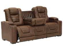 Load image into Gallery viewer, Signature Design by Ashley Owner&#39;s Box Faux Leather Power Reclining Sofa with Adjustable Headrest, Brown
