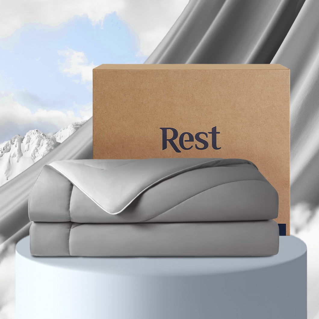 REST® Evercool® Cooling Comforter, Good Housekeeping Award Winner for Hot Sleepers, All-Season Lightweight Blanket to Quickly Cool Down, Cool Gray - King/Cali King 106