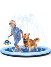 Load image into Gallery viewer, VISTOP Non-Slip Splash Pad for Kids and Dog, Thicken Sprinkler Pool Summer Outdoor Water Toys - Fun Backyard Fountain Play Mat for Baby Girls Boys Children or Pet Dog (67 inch, Blue&amp;Blue)
