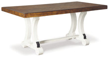 Load image into Gallery viewer, Signature Design by Ashley Valebeck Farmhouse Rectangular Extension Dining Table, Fits up to 8, White &amp; Brown
