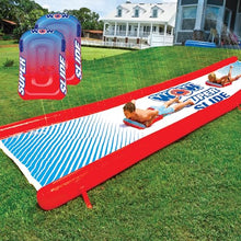 Load image into Gallery viewer, Wow Sports - Super Slide - Giant Inflatable Backyard Slide - Slip n Slide Fun for Adults &amp; Children - Zigzag Sprinkler Design &amp; 2 Mega Sleds - 25ft x 6 ft
