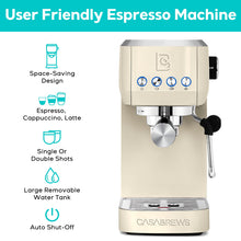 Load image into Gallery viewer, CASABREWS Espresso Machine 20 Bar, Stainless Steel Coffee Maker with Steam Milk Frother, Espresso Coffee Machine Cappuccino Latte Machine with 49oz Removable Water Tank, Creamy
