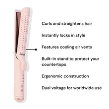 Load image into Gallery viewer, L&#39;ANGE HAIR Le Duo Grande 360° Airflow Styler | 2-in-1 Curling Wand &amp; Titanium Flat Iron Professional Hair Straightener and Curler with Cooling Air Vents to Lock in Style | Adjustable Temp (Blush)
