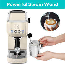 Load image into Gallery viewer, CASABREWS Espresso Machine 20 Bar, Stainless Steel Coffee Maker with Steam Milk Frother, Espresso Coffee Machine Cappuccino Latte Machine with 49oz Removable Water Tank, Creamy
