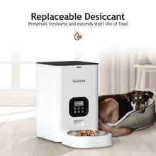 Load image into Gallery viewer, VOLUAS Automatic Cat Feeders - Timed Pet Feeder for Cats and Dogs with Dry Food Dispenser, Desiccant Bag, Programmable Portion Control, 4 Daily Meals, 10s Voice Recorder
