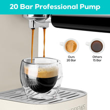 Load image into Gallery viewer, CASABREWS Espresso Machine 20 Bar, Stainless Steel Coffee Maker with Steam Milk Frother, Espresso Coffee Machine Cappuccino Latte Machine with 49oz Removable Water Tank, Creamy
