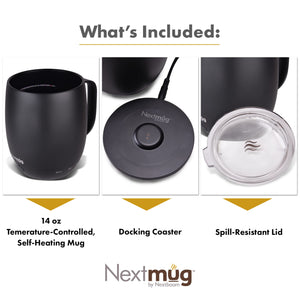 Nextmug - Temperature-Controlled, Self-Heating Coffee Mug (Black - 14 oz.)