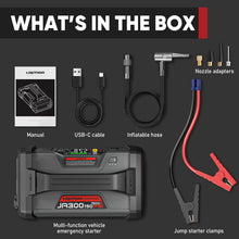 Load image into Gallery viewer, LOKITHOR JA300 Jump Starter with Air Compressor, 1500Amp 12V Portable Car Battery Booster Pack for Upto 7.0L Gas or 4.5L Diesel, 150 PSI Tire Inflator with Digital Screen, 24 Months Ultra-Long Standby
