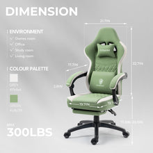 Load image into Gallery viewer, Dowinx Gaming Chair Breathable Fabric Computer Chair with Pocket Spring Cushion, Comfortable Office Chair with Gel Pad and Storage Bag,Massage Game Chair with Footrest,Green
