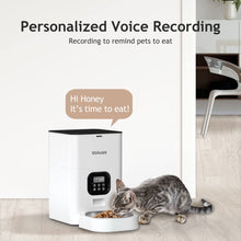 Load image into Gallery viewer, VOLUAS Automatic Cat Feeders - Timed Pet Feeder for Cats and Dogs with Dry Food Dispenser, Desiccant Bag, Programmable Portion Control, 4 Daily Meals, 10s Voice Recorder
