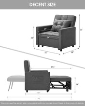 Load image into Gallery viewer, XSPRACER [UPDATED] Convertible Chair Bed, Sleeper Chair Bed 3 in 1, Stepless Adjustable Backrest, Armchair, Sofa, Bed, Fleece, Dark Gray, Single One
