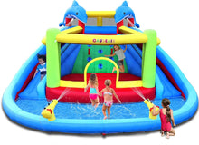 Load image into Gallery viewer, Causeair Inflatable Water Slide with Bounce House,Dolphin Styling,Splashing Pool,Double Water Cannon,Climbing Wall,Heavy Duty GFCI Blower,Inflatable Water Park for Kids Backyard Summer
