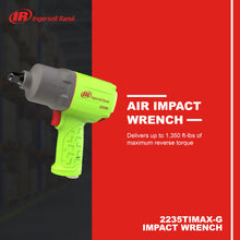 Load image into Gallery viewer, Ingersoll Rand 2235TiMAX-G 1/2” Drive Air Impact Wrench, Lightweight 4.6 lb Design, Powerful Torque Output Up to 1,350 ft/lbs, Titanium Hammer Case, Max Control, Hi-Visibility Red , Green
