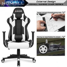 Load image into Gallery viewer, Homall Gaming Chair, Office Chair High Back Computer Chair Leather Desk Chair Racing Executive Ergonomic Adjustable Swivel Task Chair with Headrest and Lumbar Support (White)
