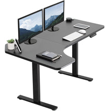 Load image into Gallery viewer, VIVO Electric Height Adjustable L Shaped 58 x 35 inch Corner Standing Desk, Black Reversible Table Top, Black Frame, Workstation with Memory Control Pad, DESK-KIT-1BRB
