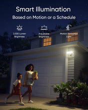 Load image into Gallery viewer, eufy Security Floodlight Camera E340 Wired, Security Camera Outdoor, 360° Pan &amp; Tilt, 24/7 Recording, 2.4G/5G Wi-Fi, 2000 LM, Motion Detection, Built-In Siren, Dual Cam, HB3 Compatible, No Monthly Fee
