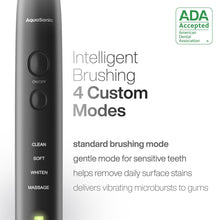 Load image into Gallery viewer, Aquasonic Black Series Ultra Whitening Toothbrush – ADA Accepted Electric Toothbrush- 8 Brush Heads &amp; Travel Case – 40,000 VPM Electric Motor &amp; Wireless Charging - 4 Modes w Smart Timer
