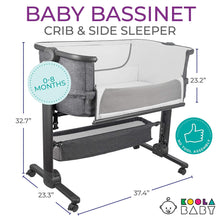 Load image into Gallery viewer, KoolerThings Baby Bassinet, Bedside Sleeper for Baby, Easy Folding Portable Crib with Storage Basket for Newborn, Bedside Bassinet, Comfy Mattress/Travel Bag Included (Bassinet)
