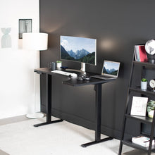 Load image into Gallery viewer, VIVO Electric Height Adjustable L Shaped 58 x 35 inch Corner Standing Desk, Black Reversible Table Top, Black Frame, Workstation with Memory Control Pad, DESK-KIT-1BRB
