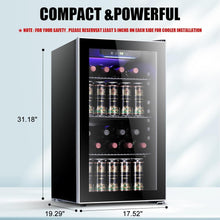 Load image into Gallery viewer, Antarctic Star 26 Bottle 130 Can Wine Cooler/Cabinet Beverage Refrigerator Mini Wine Cellar Beer Soda Clear Glass Door Bar Fridge Quiet Compressor Adjust Temp Freestanding Indoor Use 3.2cu.ft Black…
