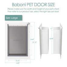 Load image into Gallery viewer, Baboni 3-Flap Pet Door for Wall, Steel Frame and Telescoping Tunnel, Aluminum Lock, Double Flap Dog Door and Cat Door, Strong and Durable (Pets Up to 100 Lb) -Large
