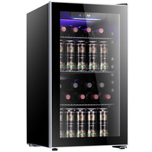 Load image into Gallery viewer, Antarctic Star 26 Bottle 130 Can Wine Cooler/Cabinet Beverage Refrigerator Mini Wine Cellar Beer Soda Clear Glass Door Bar Fridge Quiet Compressor Adjust Temp Freestanding Indoor Use 3.2cu.ft Black…
