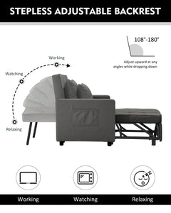 XSPRACER [UPDATED] Convertible Chair Bed, Sleeper Chair Bed 3 in 1, Stepless Adjustable Backrest, Armchair, Sofa, Bed, Fleece, Dark Gray, Single One