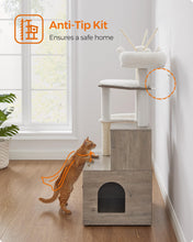 Load image into Gallery viewer, Feandrea Cat Tree with Litter Box Enclosure, 2-in-1 Modern Cat Tower, 54.3-Inch Cat Condo with Scratching Posts, Removable Pompom Sticks, Greige UPCT113G01
