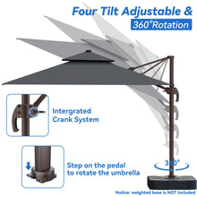 Load image into Gallery viewer, ZLACUIU 10x13FT Cantilever Outdoor Patio Umbrellas, Double Top Large Rectangle Umbrella, Heavy Duty 360° Rotation Offset Outdoor Sun Shade Umbrella for Garden Deck Pool Backyard Patio, Grey
