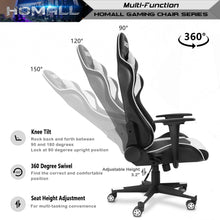 Load image into Gallery viewer, Homall Gaming Chair, Office Chair High Back Computer Chair Leather Desk Chair Racing Executive Ergonomic Adjustable Swivel Task Chair with Headrest and Lumbar Support (White)
