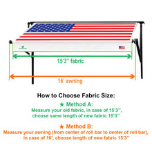 Load image into Gallery viewer, Leaveshade RV Awning Fabric Replacement Camper Trailer Awning Fabric Super Heavy Vinyl Coated Polyester 15&#39;3&#39;&#39;(Fit for 16&#39; Awning)-USA Flag (Custom Looking)
