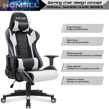 Load image into Gallery viewer, Homall Gaming Chair, Office Chair High Back Computer Chair Leather Desk Chair Racing Executive Ergonomic Adjustable Swivel Task Chair with Headrest and Lumbar Support (White)
